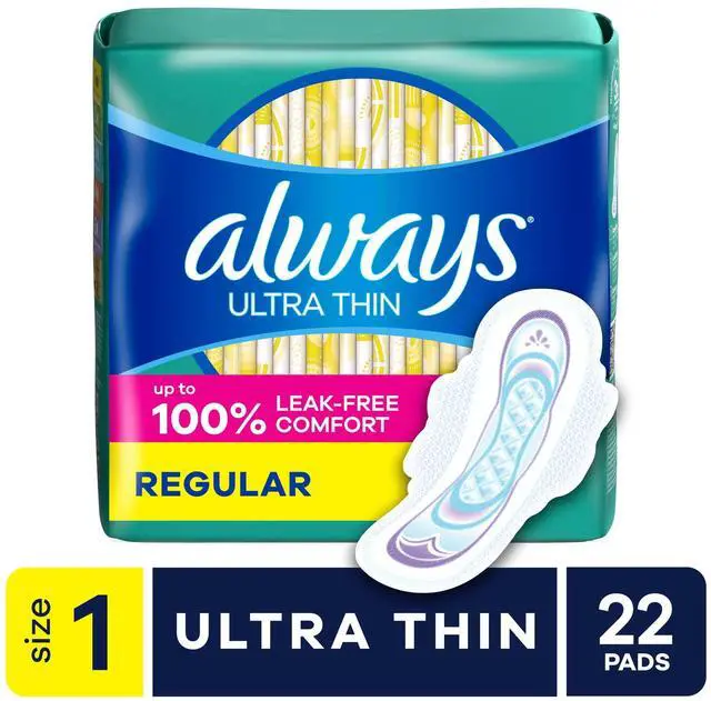 Main image of UltraThin Winged Feminine Pads, Size 1 Regular Absorbency, Unscented, 22 Count