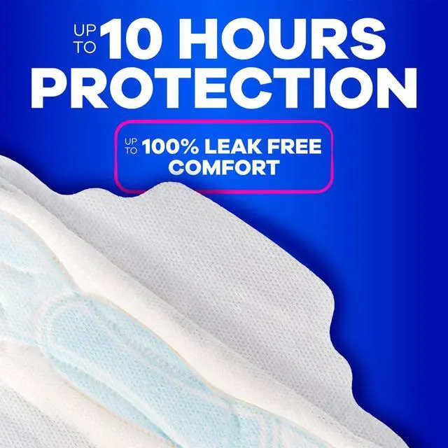 Alt view image 4 of 5 - Maxi Feminine Pads with Wings, Size 2 Long Super Absorbency, RapidDRY Leak Protection, 42Count