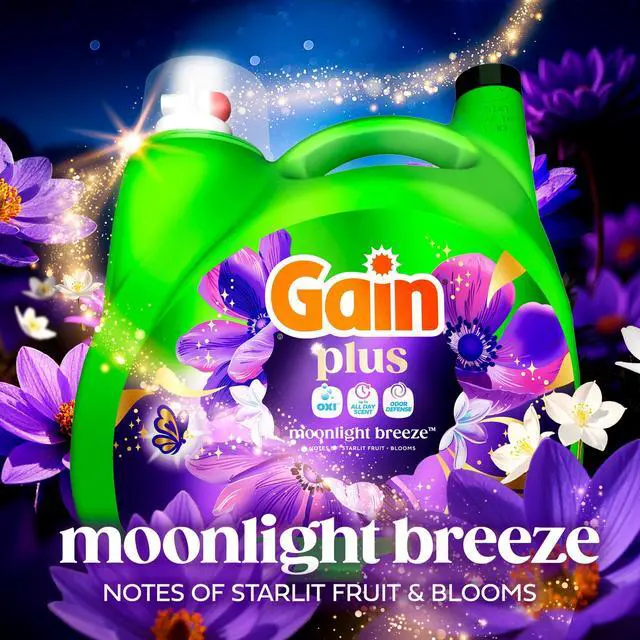 Main image of Plus Liquid Laundry Detergent, Odor Defense + OXI, Moonlight Breeze Scent, 99 fl oz, 75 Loads