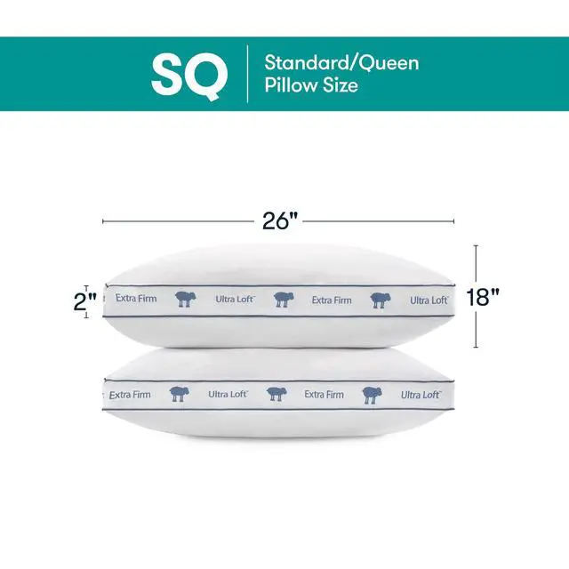 Alt view image 2 of 5 - Ultra Loft Bed Pillow, Standard/Queen Size, Extra Firm Neck & Head Support