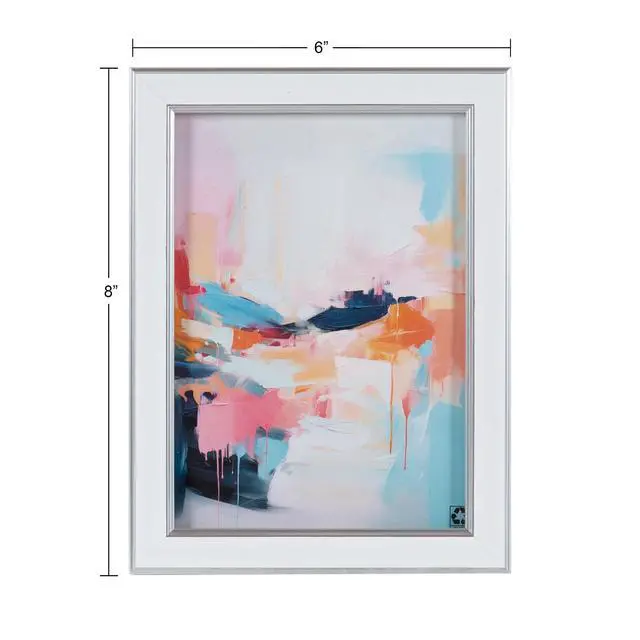 Alt view image 2 of 5 - Decorative 5×7 Picture Frame, White with Metallic Silver Trim, Tabletop & WallMount Display