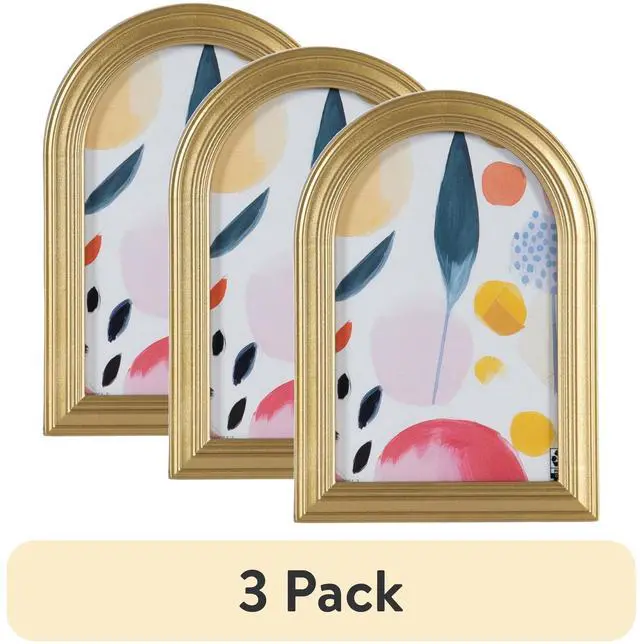 Main image of ArchShaped Decorative Picture Frames, 4×6 Inch, Warm Gold Finish, Tabletop & Wall Mount, 3Pack