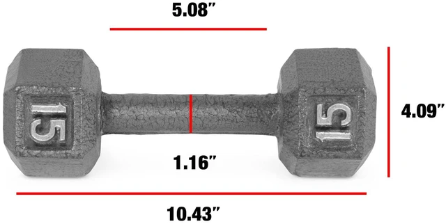 Alt view image 3 of 3 - 15 lb CastIron Hex Dumbbell, Single NonRolling Hex Weight, Knurled Handle