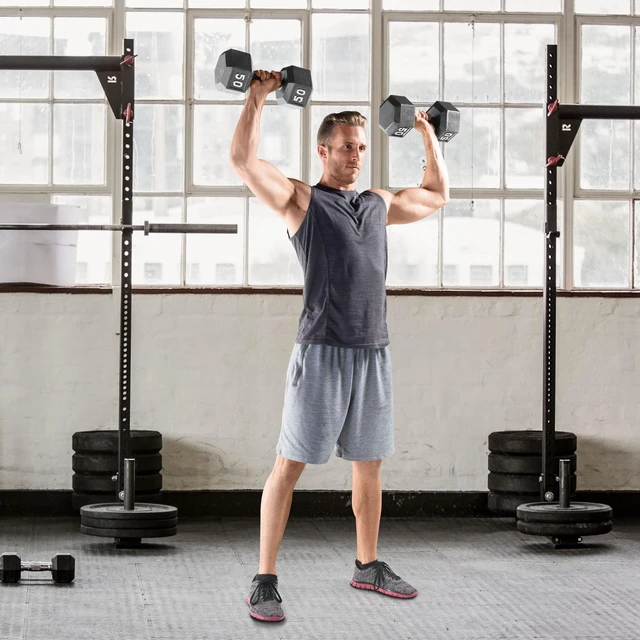 Alt view image 2 of 3 - 15 lb CastIron Hex Dumbbell, Single NonRolling Hex Weight, Knurled Handle