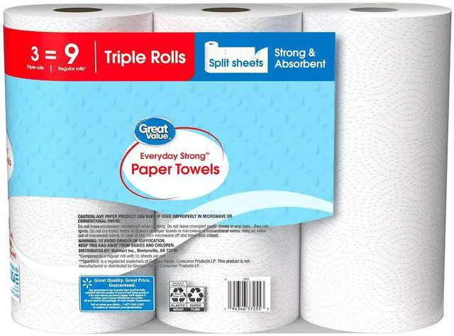 Alt view image 2 of 5 - EverydayStrong PickASize Paper Towels, 3 Triple Rolls (Equals 9 Regular Rolls), 495 Sheets