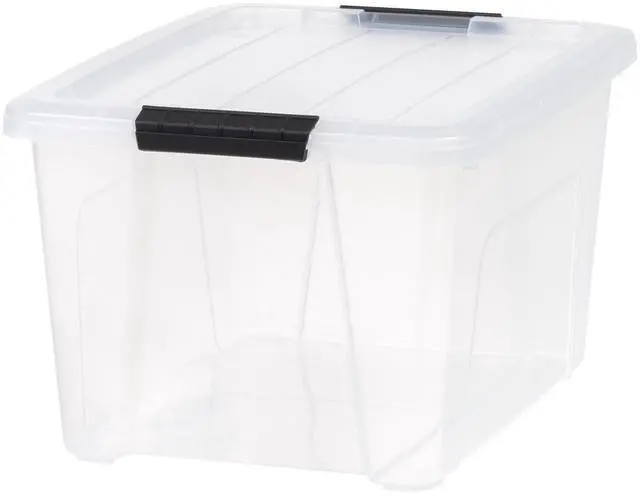 Main image of 32 Qt Clear Stackable Plastic Storage Bin with Lid & Buckle Latches, BuiltIn Handle