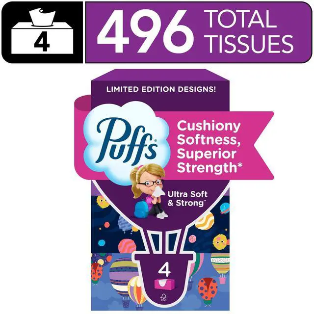 Main image of UltraSoft Facial Tissues, BacktoSchool Limited Edition, 4 Rectangle Boxes, 124 Sheets Each