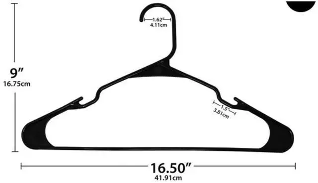 Alt view image 3 of 5 - Black Slim Plastic Clothes Hangers, SpaceSaving, 50Count, Durable NonSnag Design