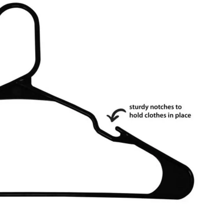 Alt view image 4 of 5 - Black Slim Plastic Clothes Hangers, SpaceSaving, 50Count, Durable NonSnag Design