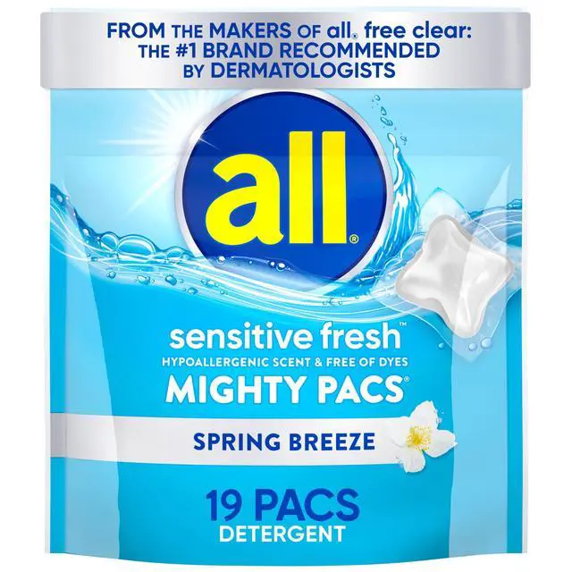 Alt view image 5 of 6 - Sensitive Fresh MIGHTY PACS Laundry Detergent Pods, Spring Breeze Scent,19Count, Hypoallergenic DyeFree