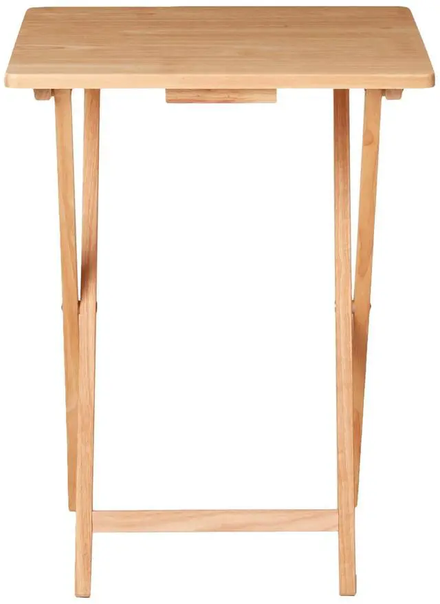 Alt view image 2 of 7 - Rubberwood Folding TV Tray Table, Natural Wood Finish, Portable Side Snack Table