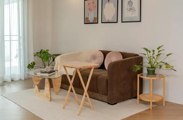 Alt view image 6 of 7 - Rubberwood Folding TV Tray Table, Natural Wood Finish, Portable Side Snack Table