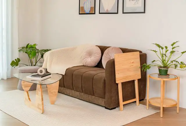 Alt view image 5 of 7 - Rubberwood Folding TV Tray Table, Natural Wood Finish, Portable Side Snack Table