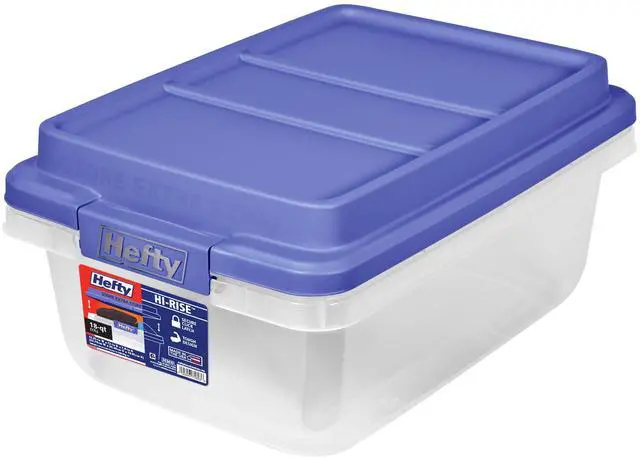 Alt view image 2 of 5 - HIRISE 18 Quart Latching Clear Plastic Storage Bin, Blue HIRISE Lid, Stackable Organizer