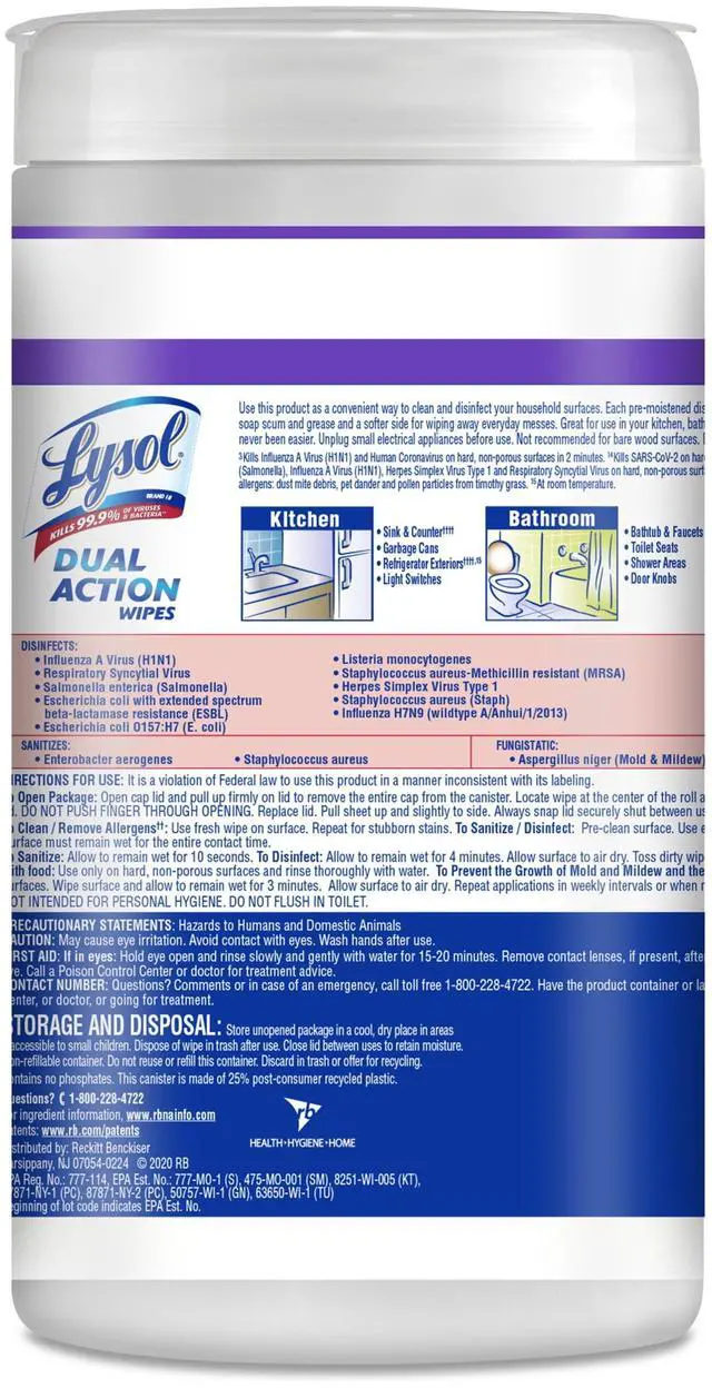 Alt view image 4 of 7 - Lysol DualAction Disinfectant Scrubbing Wipes, Citrus Scent, MultiSurface Antibacterial, 75Count