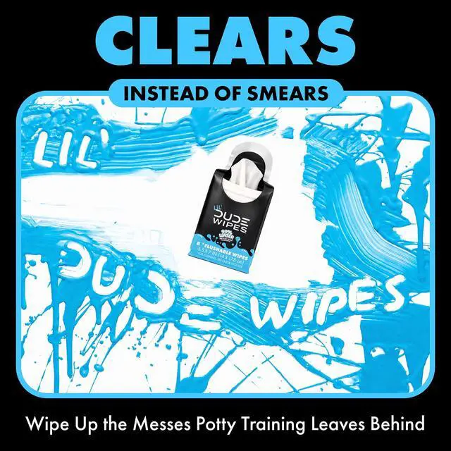Alt view image 5 of 7 - LiL' DUDE PocketPack Flushable Wipes, FragranceFree ExtraLarge Wet Wipes, 8Count, 6Pack