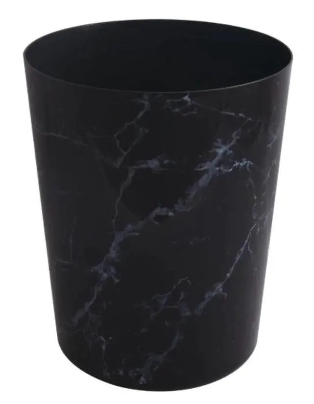 Alt view image 3 of 6 - Mainstays 5Gallon NoLid Plastic Trash Can, Black Marble Finish, Waste Bin for Bathroom & Office
