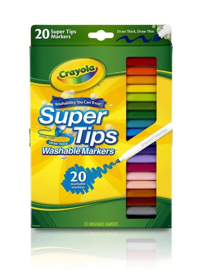 Main image of Crayola Super Tips Washable Markers, 20Count, Versatile Thick & Thin Line Art Markers, Ages 3+
