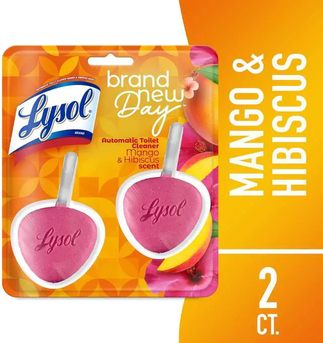 Main image of Lysol Automatic Toilet Bowl Cleaner, Brand New Day, Mango & Hibiscus, 2Count