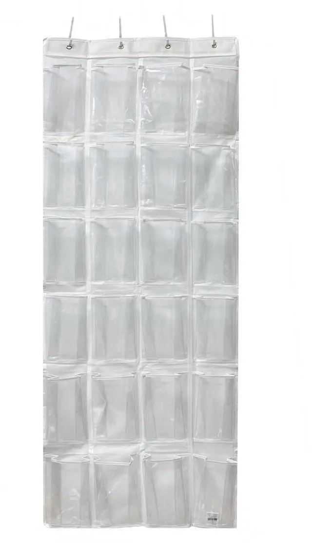 Main image of Arctic White Hanging Shoe Storage with 24 Clear Pockets, OverDoor Shoe Holder,19×64 Inch