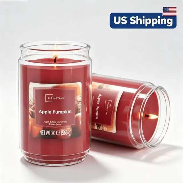 Main image of Mainstays Apple Pumpkin SingleWick Scented Glass Jar Candle, 20 oz, 100120 Hour Burn Time