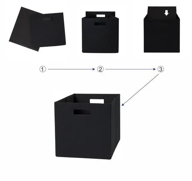 Alt view image 5 of 6 - Foldable Fabric Cube Organizer Bin, RichBlack with CutOut Handles, 10.56 Gallon