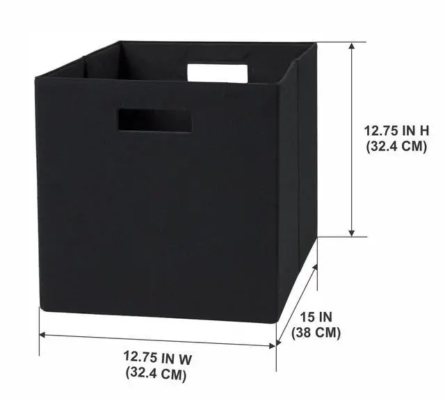 Main image of Foldable Fabric Cube Organizer Bin, RichBlack with CutOut Handles, 10.56 Gallon
