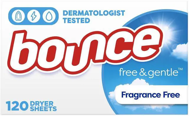 Main image of Bounce Free & Gentle Dryer Sheets, Unscented Hypoallergenic Fabric Softener Sheets,120 Count