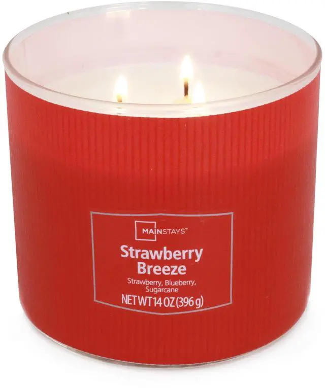 Main image of Mainstays Textured Wrap 3Wick Jar Candle, Strawberry Breeze,14 oz
