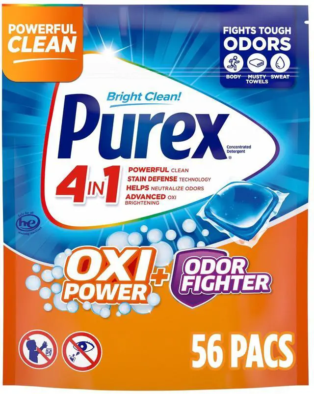 Main image of Purex Oxi Power + Odor Fighter Laundry Detergent Pacs, 56 Count