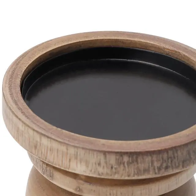 Alt view image 6 of 7 - Mainstays 6" Decorative Wood Pillar Candle Holder, Natural