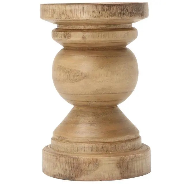 Alt view image 4 of 7 - Mainstays 6" Decorative Wood Pillar Candle Holder, Natural