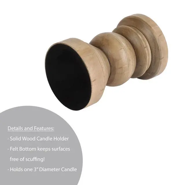 Alt view image 5 of 7 - Mainstays 6" Decorative Wood Pillar Candle Holder, Natural