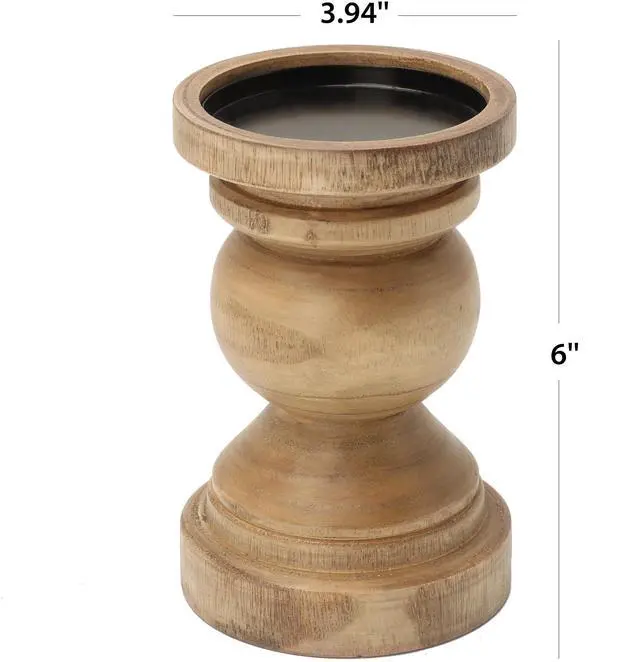 Alt view image 7 of 7 - Mainstays 6" Decorative Wood Pillar Candle Holder, Natural