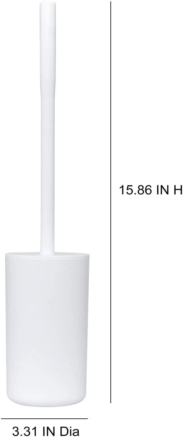 Alt view image 4 of 7 - SlimDesign Toilet Bowl Cleaning Brush & Storage Caddy Set, Matte White Plastic