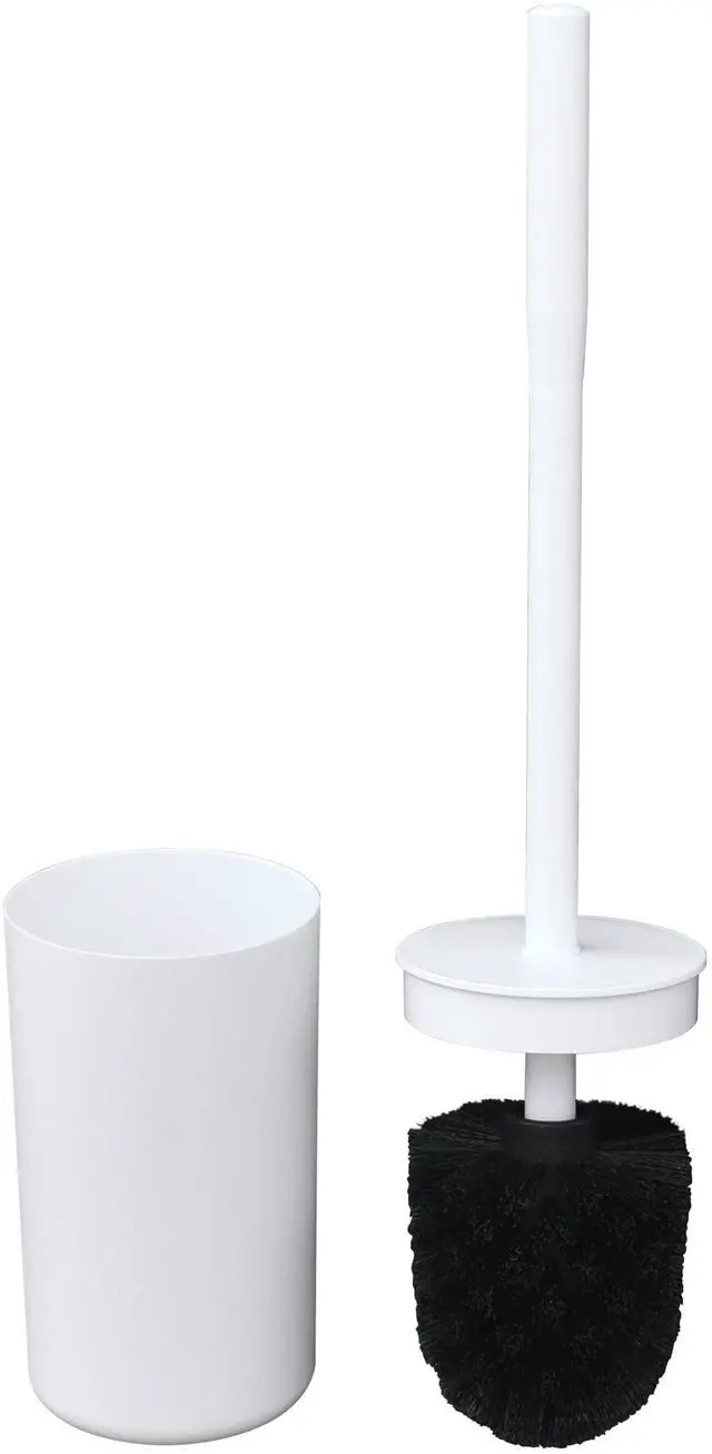 Alt view image 2 of 7 - SlimDesign Toilet Bowl Cleaning Brush & Storage Caddy Set, Matte White Plastic