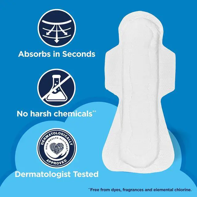 Alt view image 4 of 7 - Equate Overnight Maxi Pads with FlexiWings, Extra Heavy Absorbency, Size 5, 36 Count