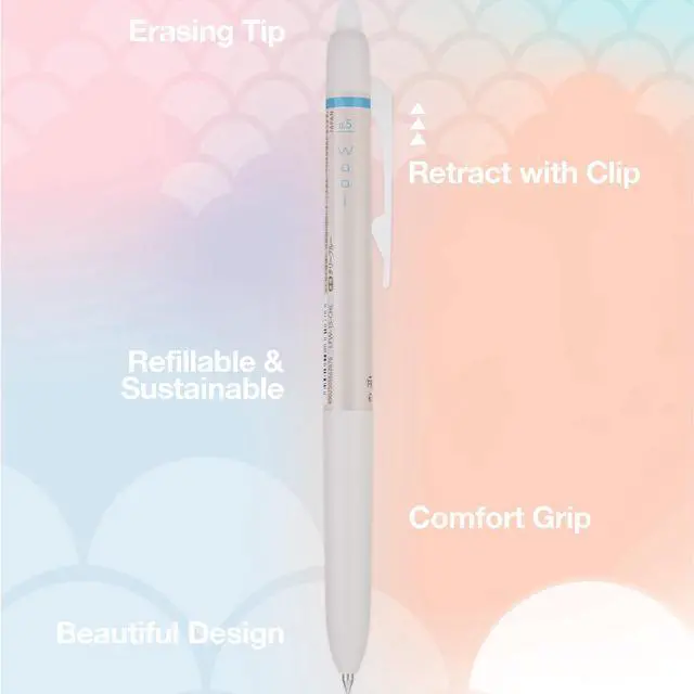 Alt view image 4 of 5 - Pilot FriXion Waai Erasable Gel Ink Pens, 0.5mm ExtraFine Point, Assorted Colors, 5Count