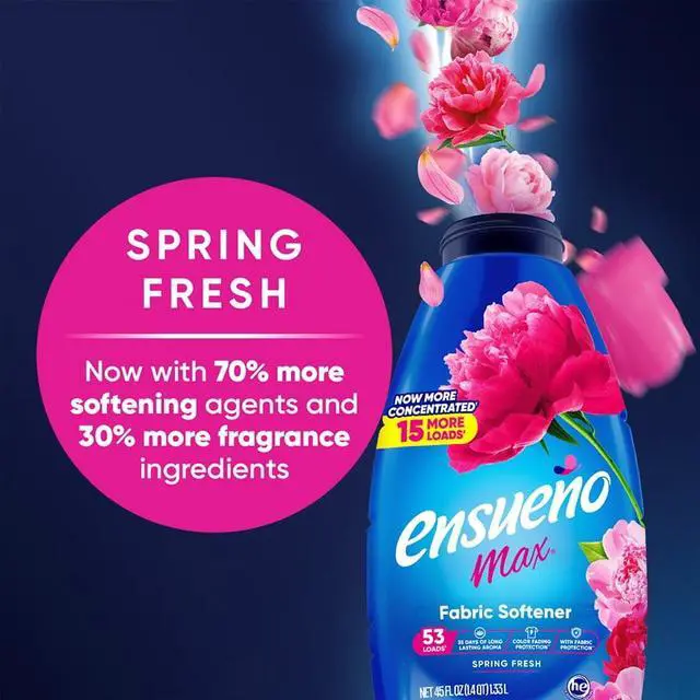Alt view image 6 of 7 - Ensueño Max Liquid Fabric Softener, Spring Fresh Scent, 45 fl oz, 53 Loads