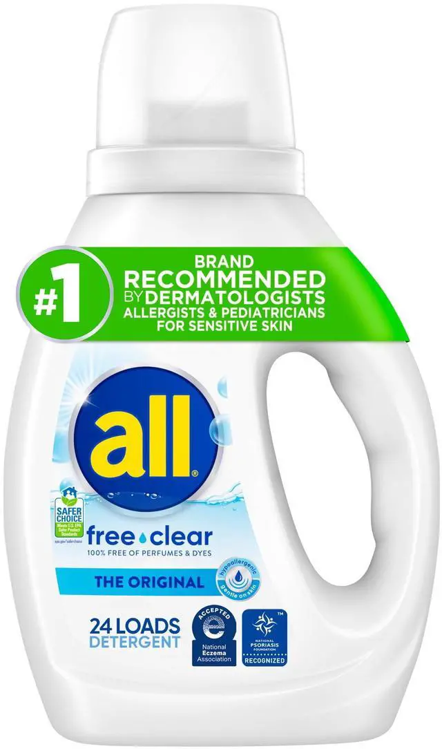 Main image of all Free Clear Liquid Laundry Detergent, Fragrance & DyeFree, 30 oz, 24 Loads