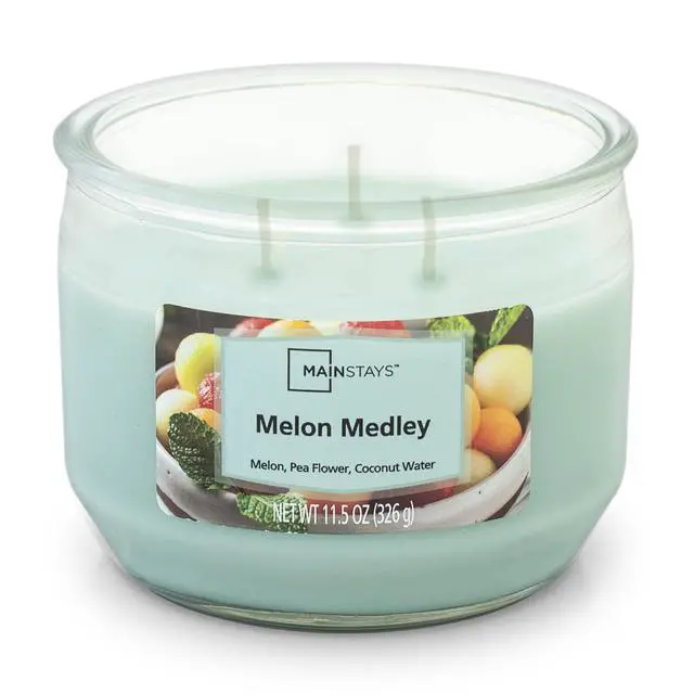 Alt view image 3 of 5 - Mainstays Melon Medley 3Wick Scented Jar Candle, 11.5 oz, Up to 25 Hour Burn Time