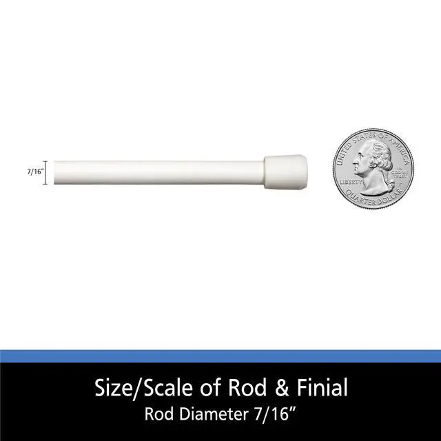 Alt view image 2 of 5 - ToolFree InsideMount Tension Curtain Rod, Slim 7/16in Diameter, 2848", White