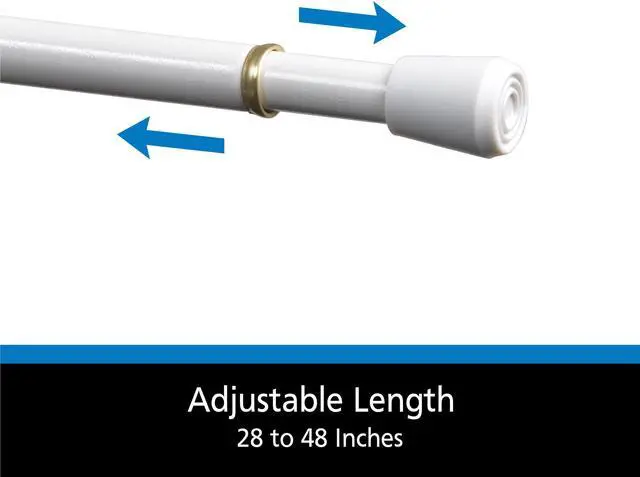 Main image of ToolFree InsideMount Tension Curtain Rod, Slim 7/16in Diameter, 2848", White