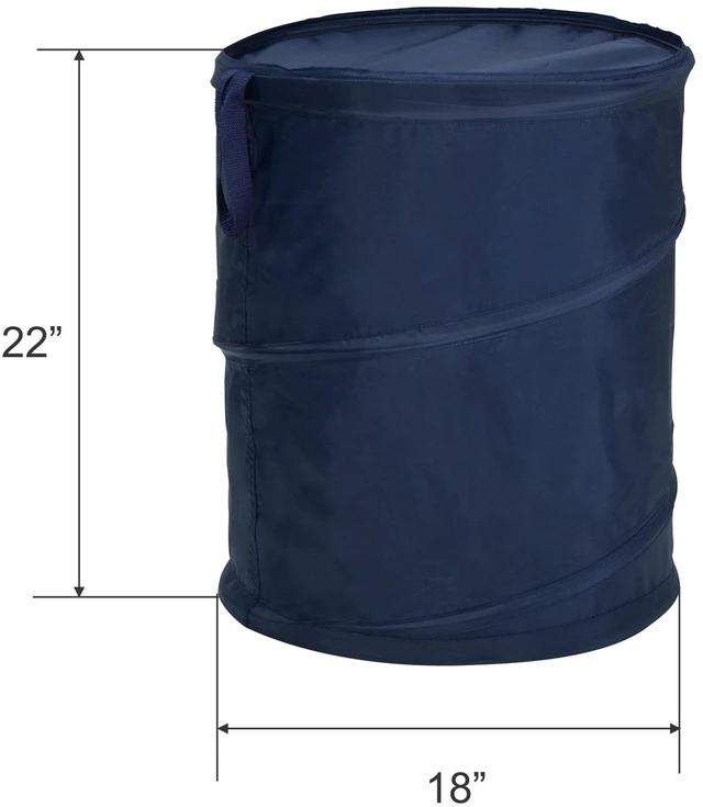 Alt view image 5 of 5 - Mainstays PopUp Laundry Hamper with Zipper Lid, 2Load Capacity, Navy Blue