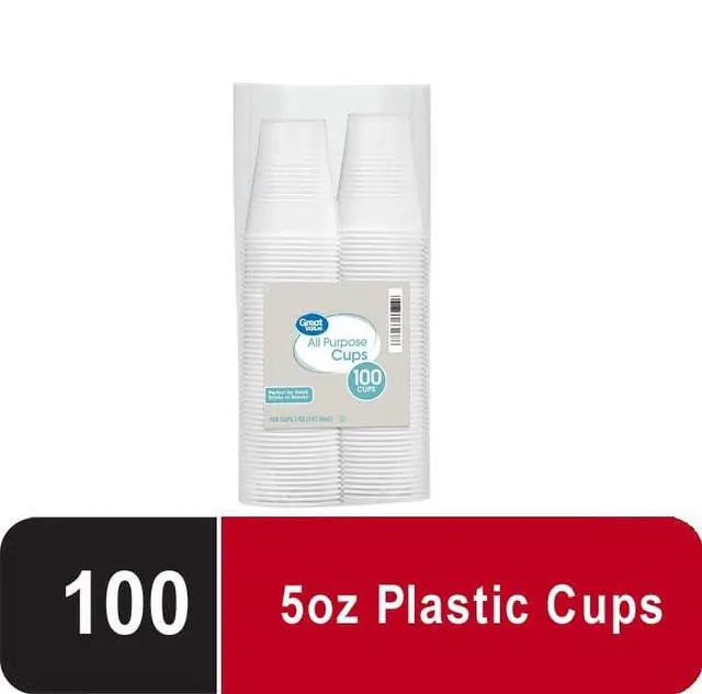 Main image of Great Value Clear Disposable AllPurpose Plastic Cups, 5 oz, 100Count