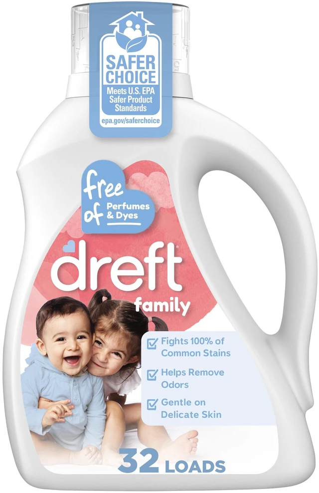 Main image of Dreft Unscented Family Liquid Laundry Detergent, Gentle for Sensitive Skin, 42 fl oz, 32 Loads