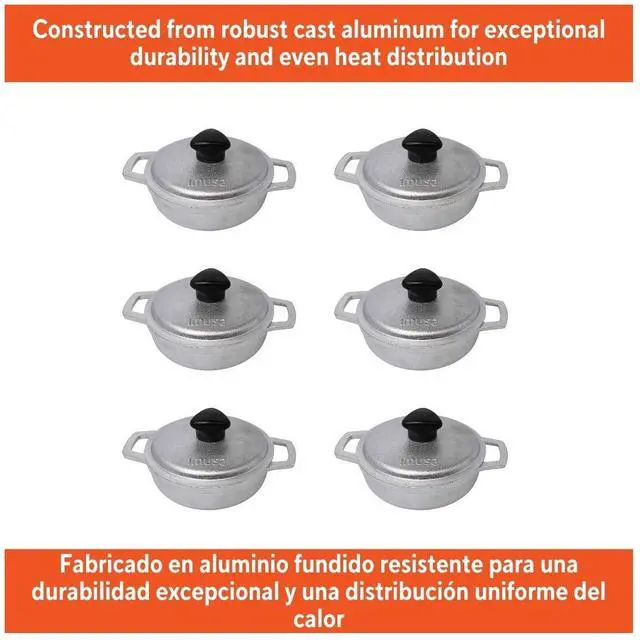 Alt view image 5 of 5 - 0.5qt Small CastAluminum Cooking Pot, Even Heat Distribution, OvenSafe (LidOff), 14cm