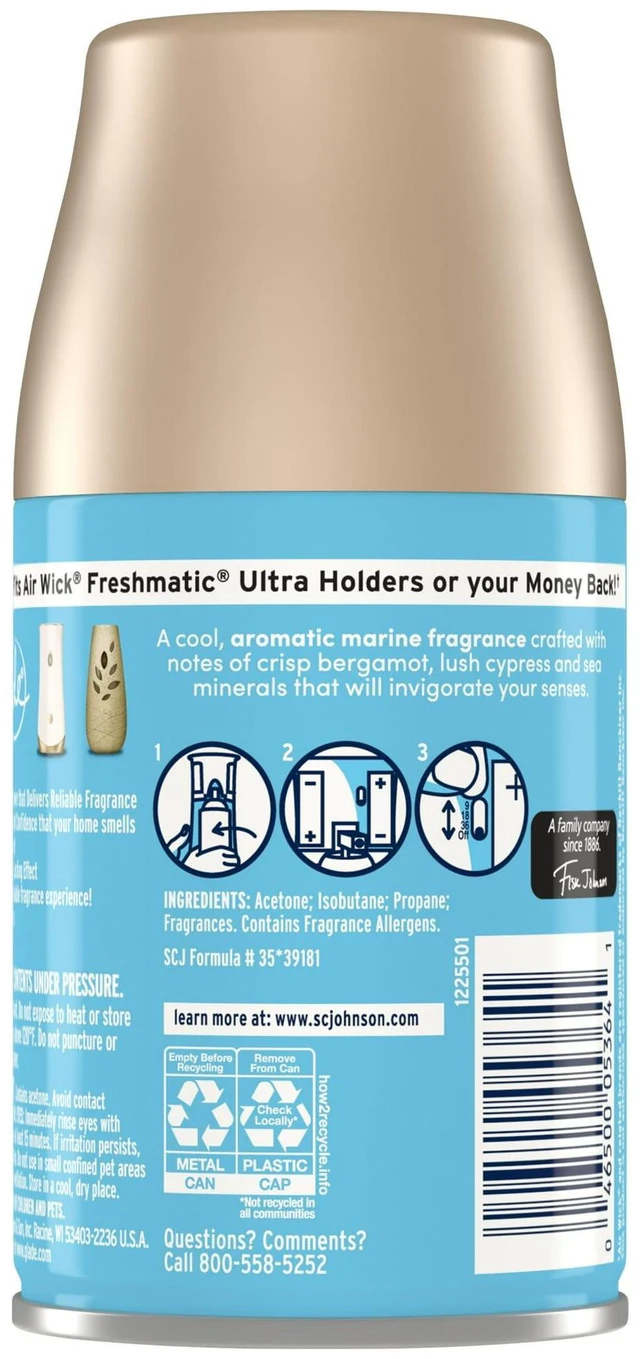 Alt view image 4 of 5 - Glade Automatic Spray Refill, Sea Mist & Cypress Scent, Fresh Collection, 6.2 oz