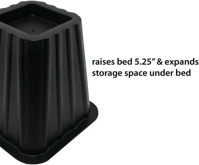 Alt view image 4 of 6 - Mainstays Black Plastic Bed Risers to Raise Your Bed for Storage, 4 Pack, 6.50 in x 6.50 in x 6 in