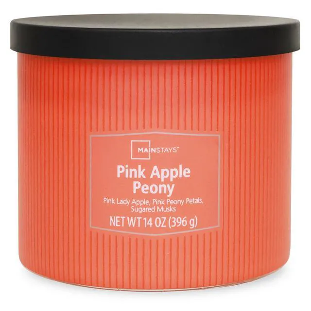Alt view image 6 of 6 - Mainstays Apple Peony Fragrance 3-Wick Textured Wrapped Jar Candle, 14 oz